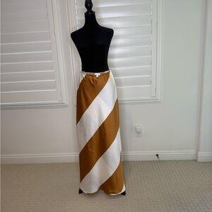 Topshop Brown and White Maxi Skirt